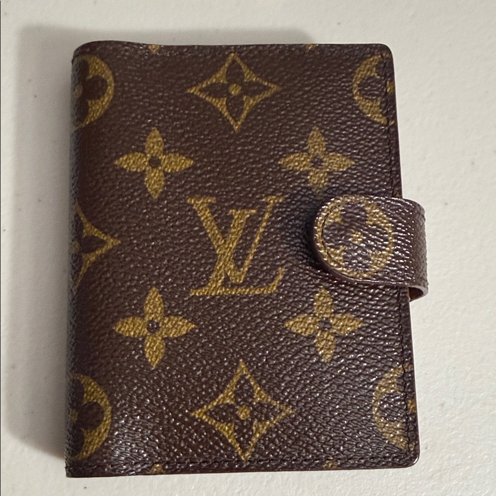 Louis Vuitton Brown Monogram Card Holder mini agenda gold foil spiral - Picture 2 of 9